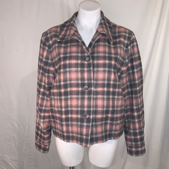 VTG Pendleton 14P Gray Pink Plaid Lined Blazer - Picture 3 of 8
